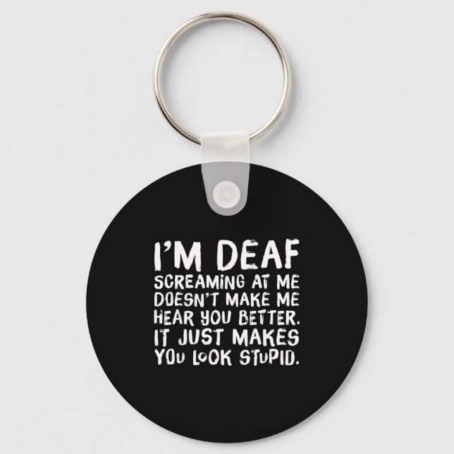 Funny Gift For Deaf People Hearing Joke  Nyckelring (Framsida)