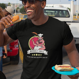 Funny Gift för Him BBQ Grill Pappa Namn Manar T Shirt