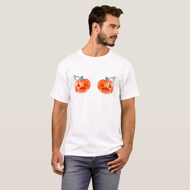 Funny Gift för Him Halloween Pumpkin Bra T Shirt (Hel framsida)