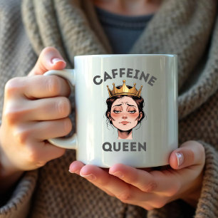 Funny Gift for Women - Roligt Caffeine Queen Quote Kaffemugg