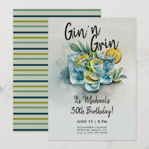 Funny Gin i Flina drycker Party Manar 30års födels Inbjudningar