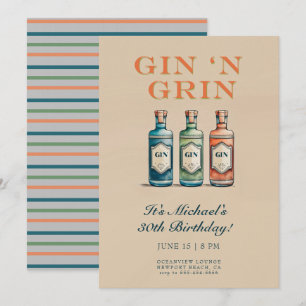 Funny Gin på Flina Flaska Humous Manar 30års födel Inbjudningar
