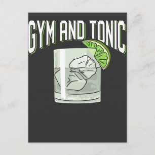 Funny Gin Tonic Pun Gym Fitness Humor Vykort
