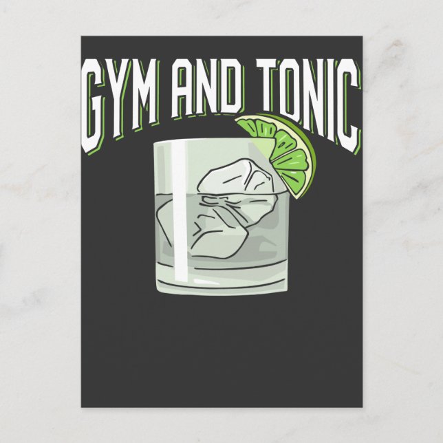 Funny Gin Tonic Pun Gym Fitness Humor Vykort (Framsida)