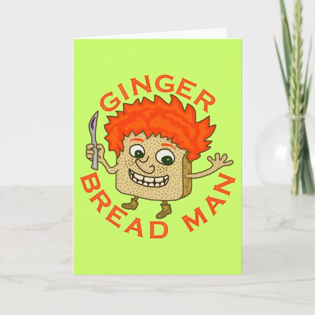 Funny Ginger Bread Man jul Pun Helgkort (Framsida)