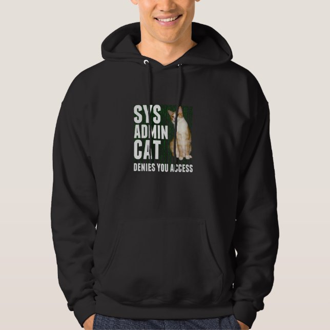 Funny Ginger Cat Computer Laptop Sysadmin Kattunge Hoodie (Framsida)