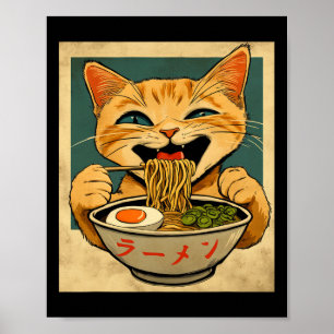 Funny Ginger Cat Ramen Japanska Kawaii Anime Cat G Poster