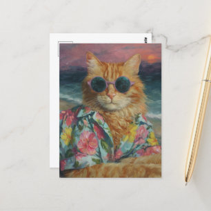 Funny Ginger Kattunge i Sunglasses Vykort