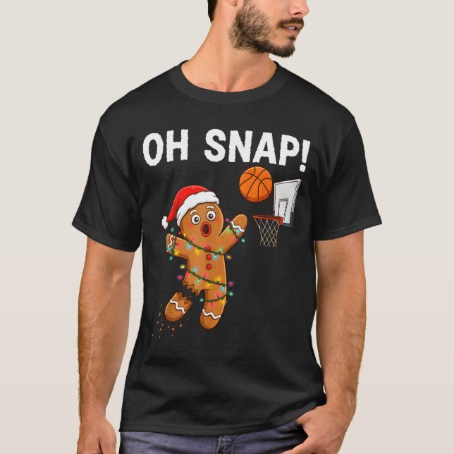 Funny Gingerbread Basketball Christmas Santa Cooki T Shirt (Framsida)