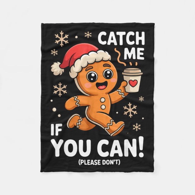 Funny Gingerbread Christmas Catch Me If You Can Pl Fleecefilt (Framsidan)
