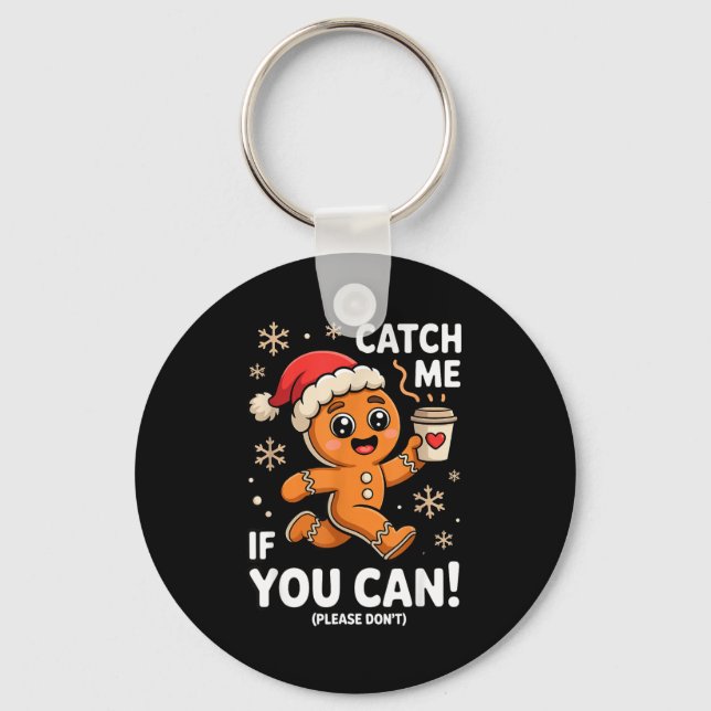 Funny Gingerbread Christmas Catch Me If You Can Pl Nyckelring (Framsida)