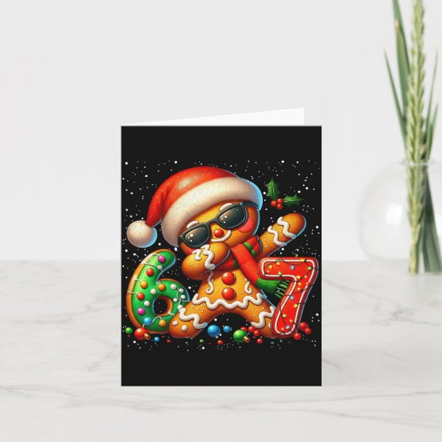 Funny Gingerbread Dabbing Six Seven 67 Meme Christ Kort (Framsida)