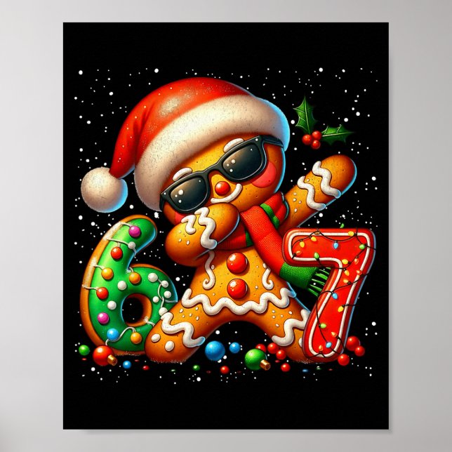 Funny Gingerbread Dabbing Six Seven 67 Meme Christ Poster (Framsidan)