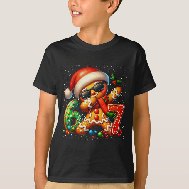 Funny Gingerbread Dabbing Six Seven 67 Meme Christ T Shirt (Framsida)