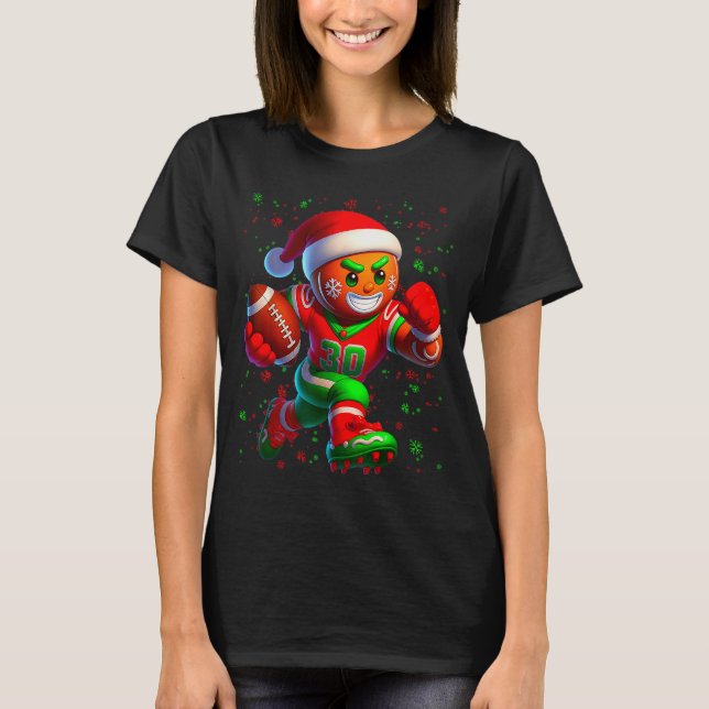 Funny Gingerbread Football Snowflake Christmas Xma T Shirt (Framsida)
