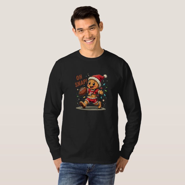 Funny Gingerbread Football Xmas T Shirt (Hel framsida)