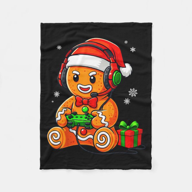 Funny Gingerbread Gaming Pjs Pajamas Christmas Xma Fleecefilt (Framsidan)