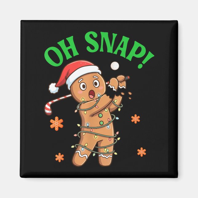 Funny Gingerbread Golf Christmas Cookie Oh Snap Sa Magnet (Framsidan)