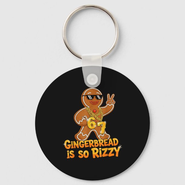 Funny Gingerbread Is So Rizzy Christmas 67 Gen Alp Nyckelring (Framsida)