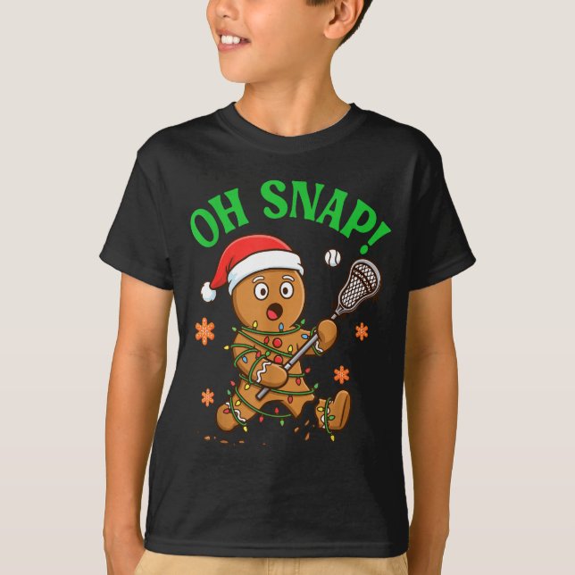 Funny Gingerbread Lacrosse Christmas Cookie Oh Sna T Shirt (Framsida)