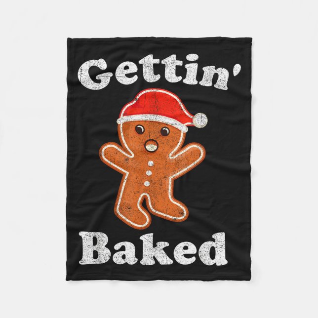Funny Gingerbread Man Gettin Baked Cookie Baking C Fleecefilt (Framsidan)