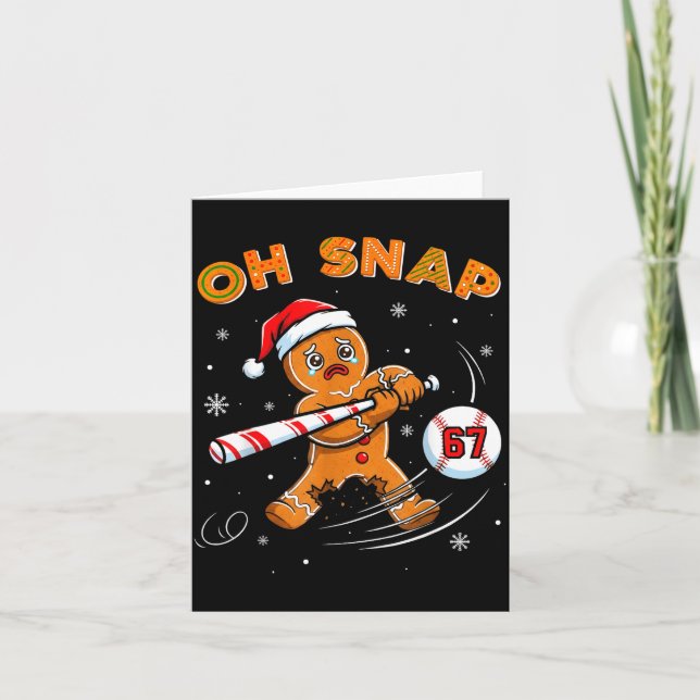 Funny Gingerbread Man Oh Snap 67 Baseball Meme Fun Kort (Framsida)