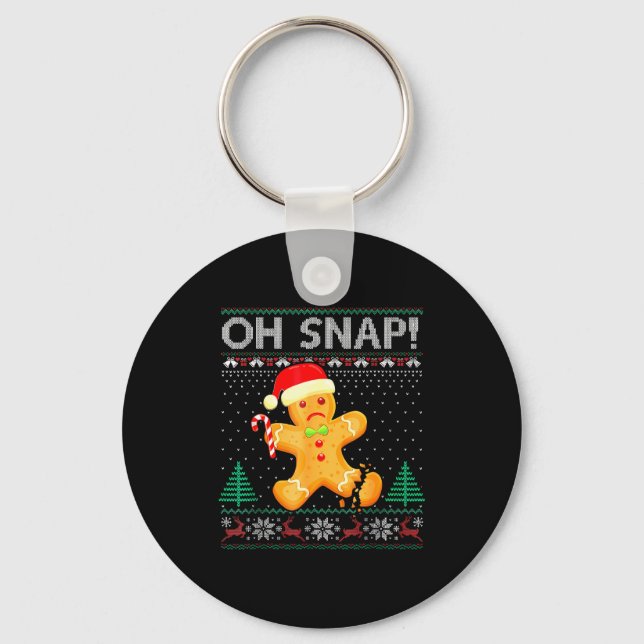 Funny Gingerbread Man Oh Snap Christmas Ugly Xmas  Nyckelring (Framsida)