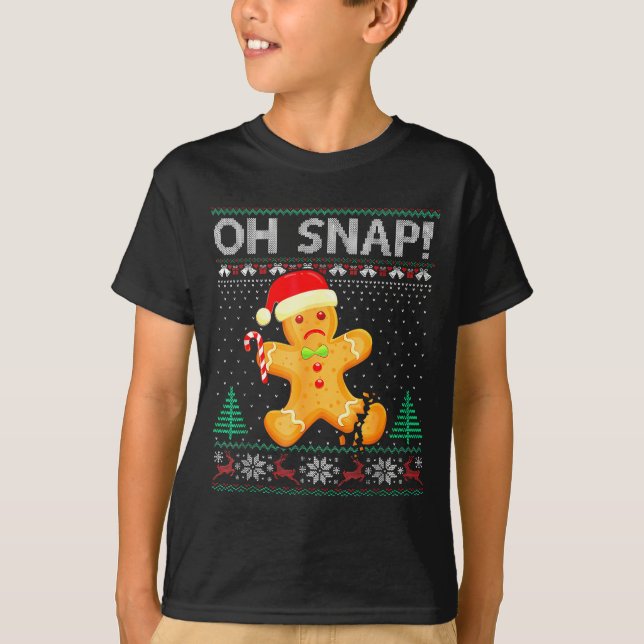 Funny Gingerbread Man Oh Snap Christmas Ugly Xmas  T Shirt (Framsida)