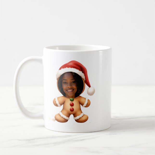 Funny Gingerbread Man Your Photo Christmas Kaffemugg (Vänster)