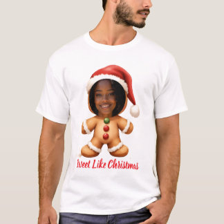 Funny Gingerbread Man Your Photo Christmas T Shirt
