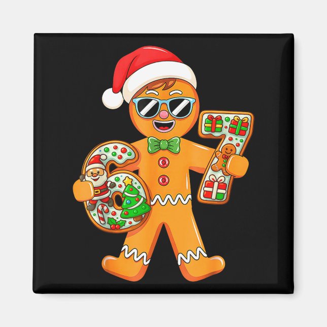 Funny Gingerbread Six Seven 67 Gingerbread Man Xma Magnet (Framsidan)