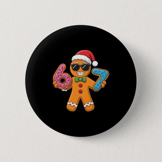 Funny Gingerbread Six Seven 67 Ice Cream Christmas Knapp (Framsida)