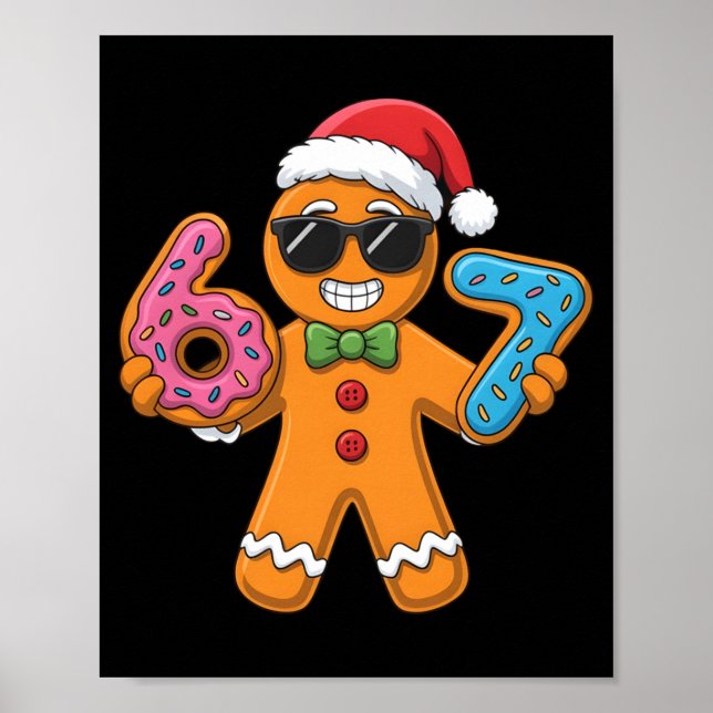 Funny Gingerbread Six Seven 67 Ice Cream Christmas Poster (Framsidan)
