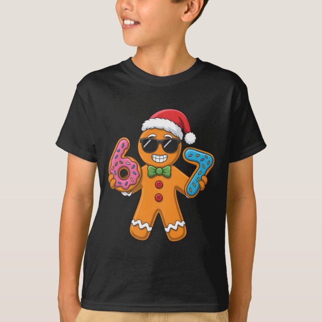 Funny Gingerbread Six Seven 67 Ice Cream Christmas T Shirt (Framsida)