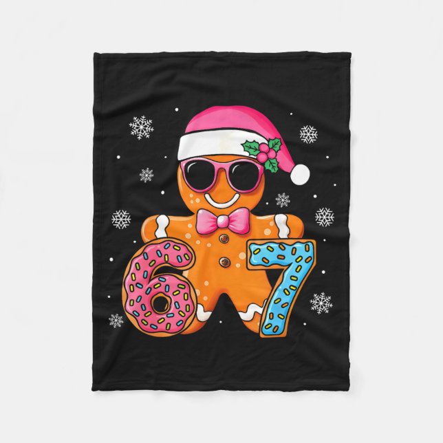 Funny Gingerbread Six Seven 67 Ice Cream Drip Chri Fleecefilt (Framsidan)