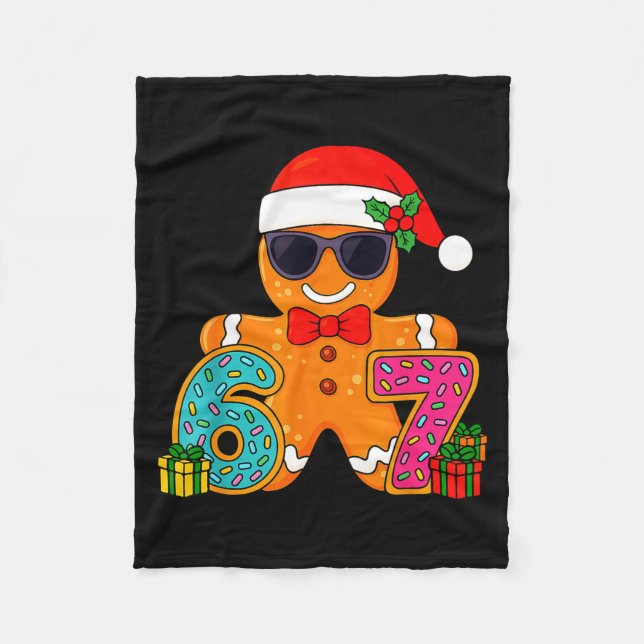 Funny Gingerbread Six Seven 67 Ice Cream Drip Chri Fleecefilt (Framsidan)