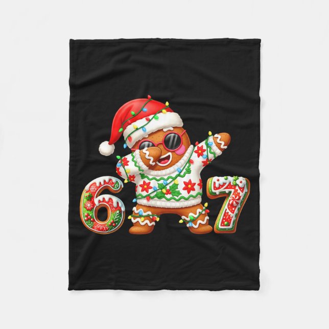 Funny Gingerbread Six Seven 67 Ice Cream Drip Chri Fleecefilt (Framsidan)