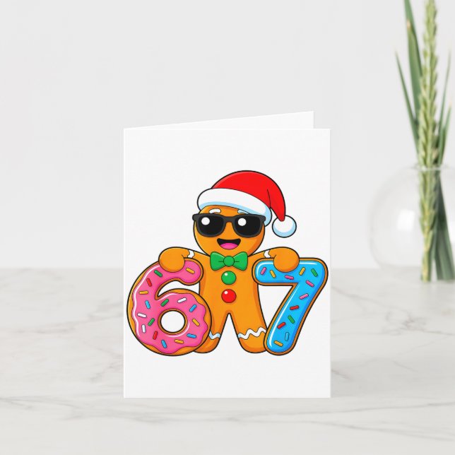 Funny Gingerbread Six Seven 67 Ice Cream Drip Chri Kort (Framsida)