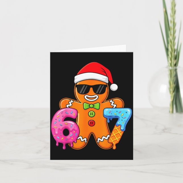 Funny Gingerbread Six Seven 67 Ice Cream Drip Chri Kort (Framsida)