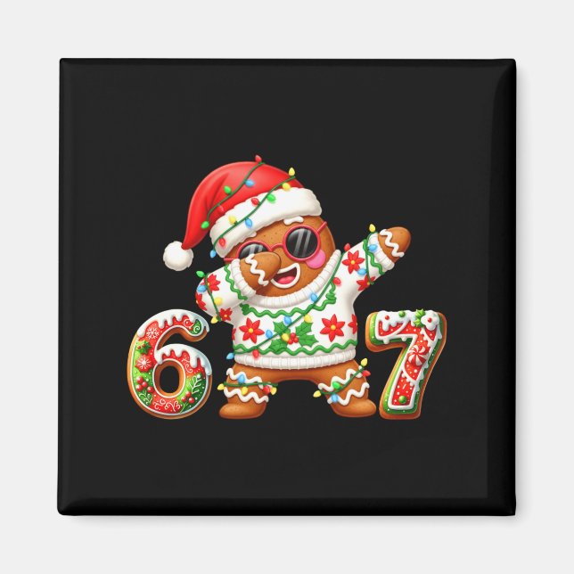 Funny Gingerbread Six Seven 67 Ice Cream Drip Chri Magnet (Framsidan)