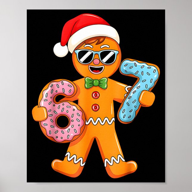 Funny Gingerbread Six Seven 67 Ice Cream Drip Chri Poster (Framsidan)