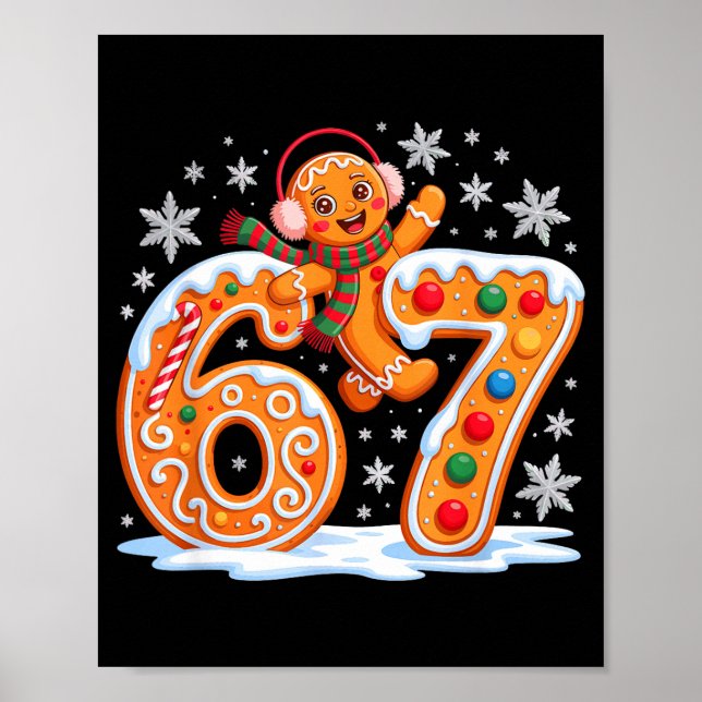 Funny Gingerbread Six Seven 67 Ice Cream Drip Chri Poster (Framsidan)