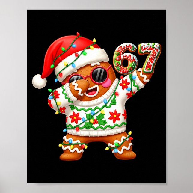 Funny Gingerbread Six Seven 67 Ice Cream Drip Chri Poster (Framsidan)