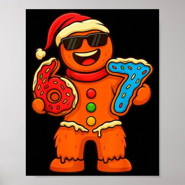 Funny Gingerbread Six Seven 67 Ice Cream Drip Chri Poster (Framsidan)
