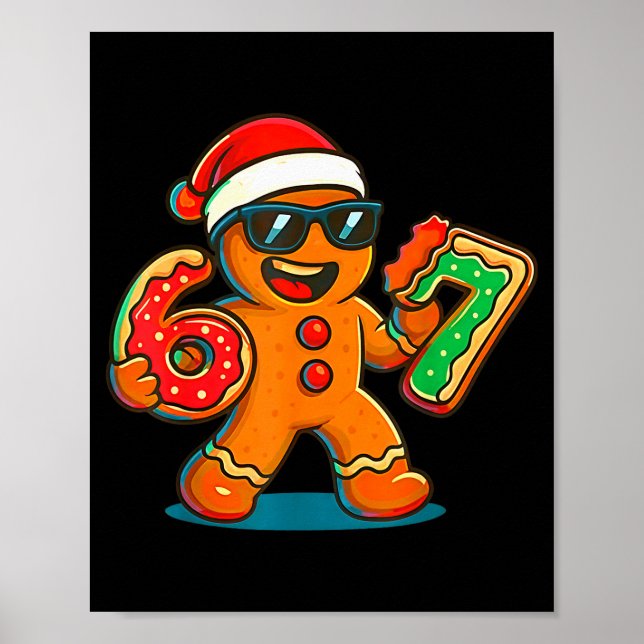 Funny Gingerbread Six Seven 67 Ice Cream Drip Chri Poster (Framsidan)