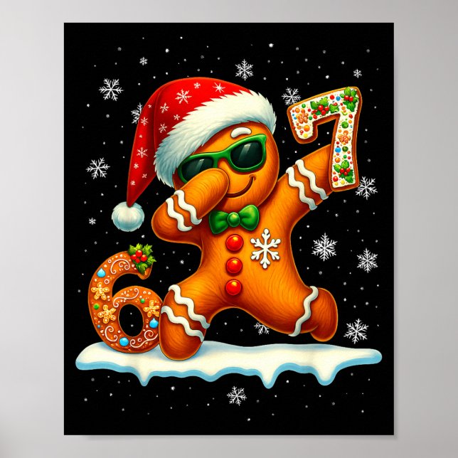 Funny Gingerbread Six Seven 67 Ice Cream Drip Chri Poster (Framsidan)