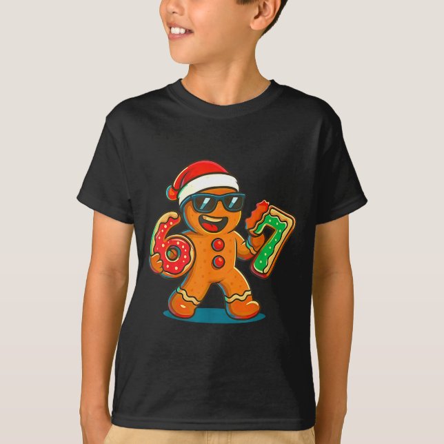 Funny Gingerbread Six Seven 67 Ice Cream Drip Chri T Shirt (Framsida)