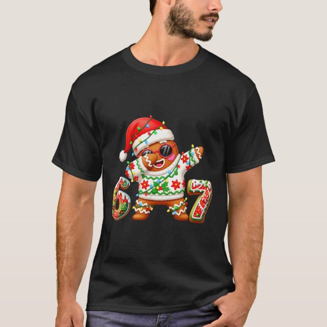 Funny Gingerbread Six Seven 67 Ice Cream Drip Chri T Shirt (Framsida)