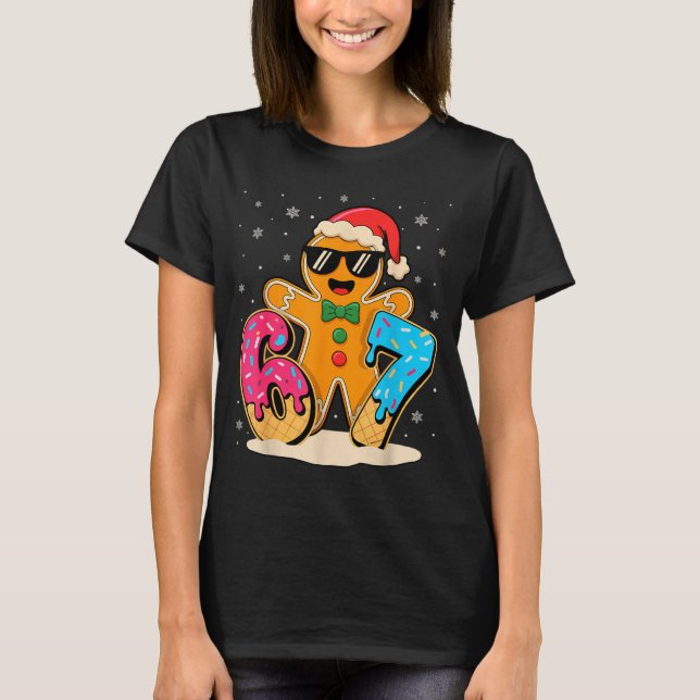 Funny Gingerbread Six Seven 67 Ice Cream Drip Chri T Shirt (Framsida)