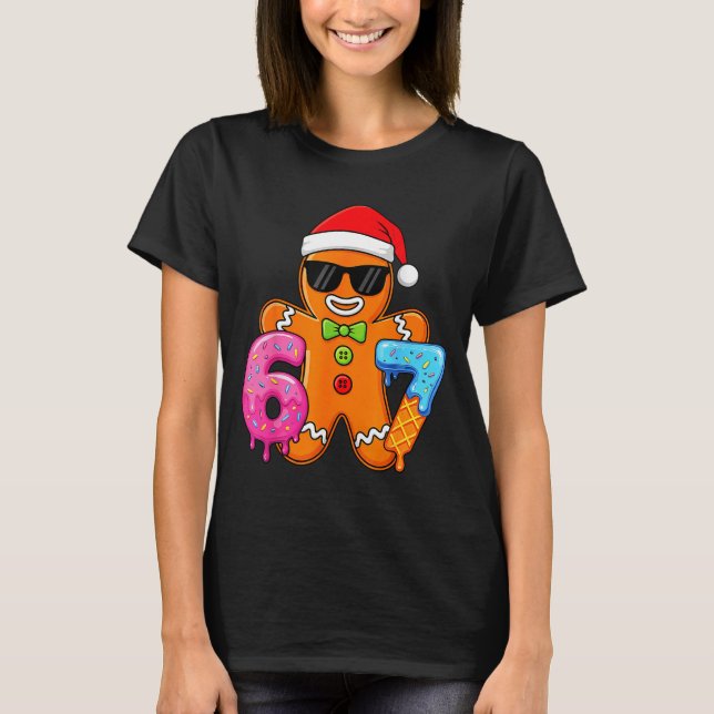 Funny Gingerbread Six Seven 67 Ice Cream Drip Chri T Shirt (Framsida)